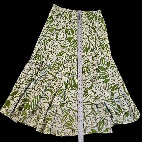 Lola P Green Boho Floral Maxi Skirt High Low Large - Picture 3 of 7